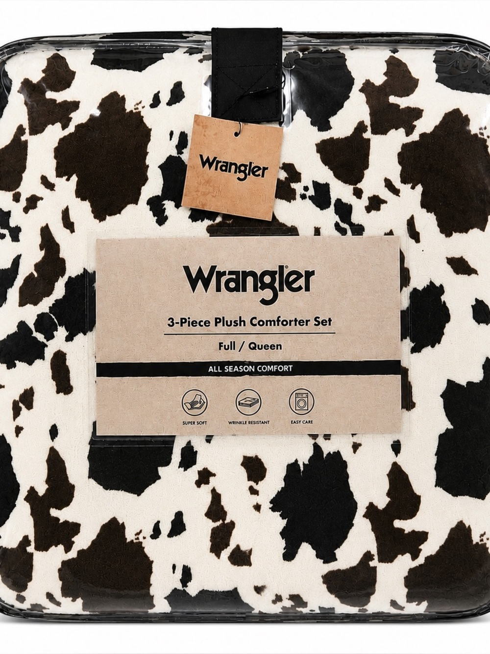 Wrangler Cow Print Plush soft Comforter Set Full/Queen Western Ranch Bedding new